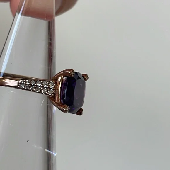 3 ct.Amethyst Cushion Cut Round Ring 6 1/2 - Picture 15 of 16